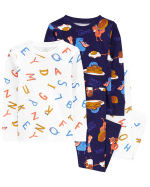 Pijama longo bebê 4 peças listrado monstrinho e letras multicor | Carter's