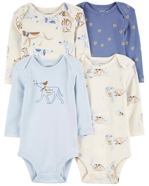 Kit body bebê 4 peças manga longa cachorros multicor | Carter's