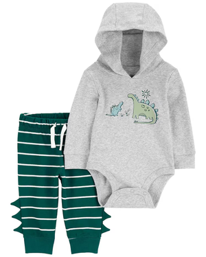 Conjunto longo de moletom bebê 2 peças dinossauro listrado multicor | Carter's