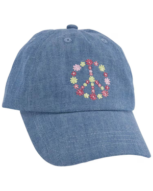 Boné jeans infantil aba curva bordado floral azul | Carter's