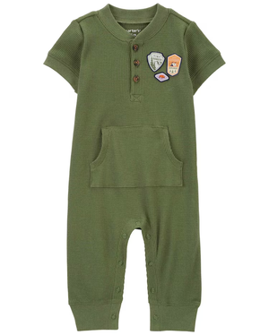 Macacão bebê texturizado bolso canguru verde | Carter's