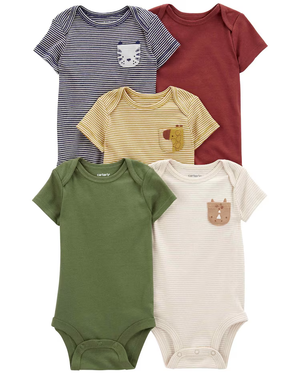 Kit body bebê 5 peças bolsos bichinhos multicor | Carter's