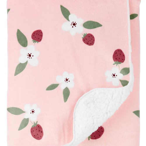 Cobertor bebê floral fleece rosa | Carter's