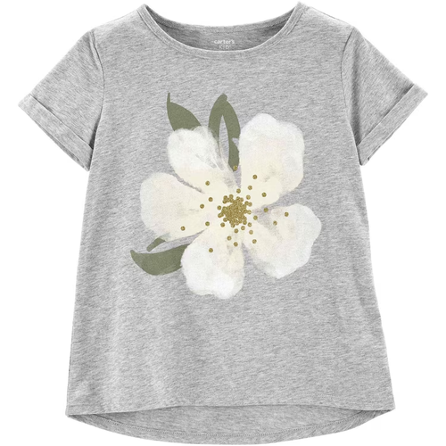 Camiseta Infantil Carter's Flor Cinza Tam 6 a 8