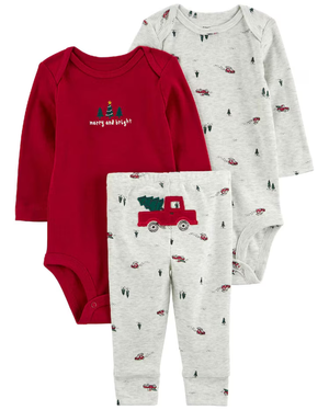 Conjunto longo bebê 3 peças merry and bright multicor | Carter's