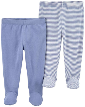 Kit calça bebê 2 peças cós elástico lisa e listrado multicor | Carter's
