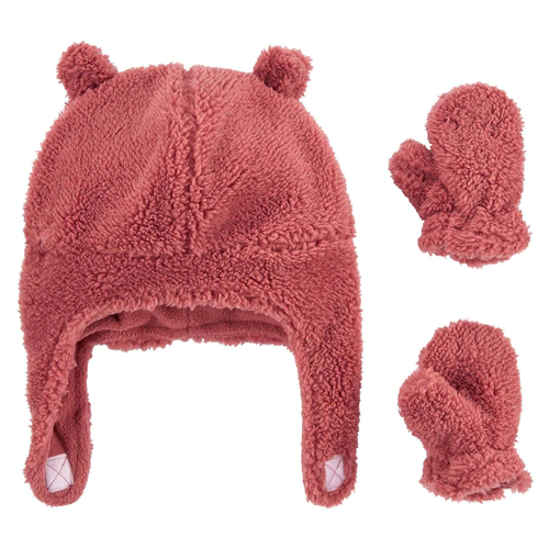 Kit touca bebê e luva de fleece rosa | Carter's