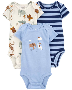 Kit body bebê 3 peças leão e elefante multicor | Carter's