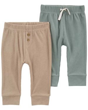 Kit calça moletom bebê 2 peças lisa cós elástico multicor | Carter's
