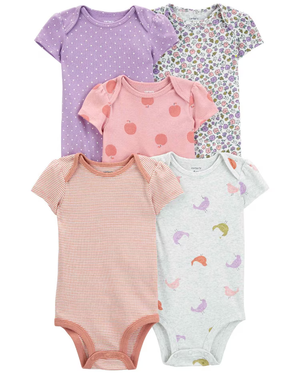 Kit body bebê 5 peças floral listras poá multicor | Carter's