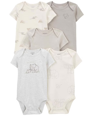 Kit body bebê 5 peças elefantes e listras multicor | Carter's