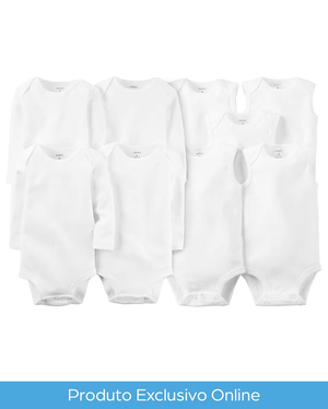 Kit body bebê 9 peças manga longa e regata branco | Carter's